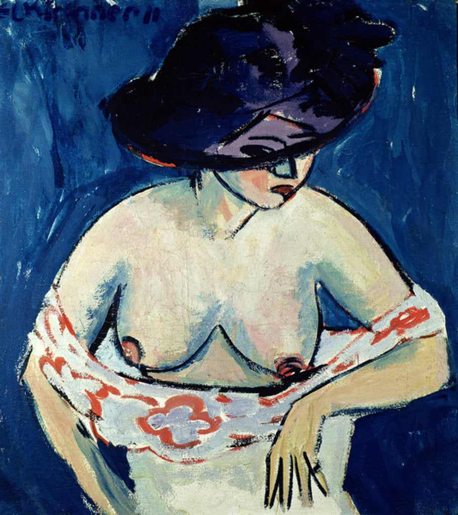 Detail of Half-Naked Woman with a Hat, 1911 by Ernst Ludwig Kirchner