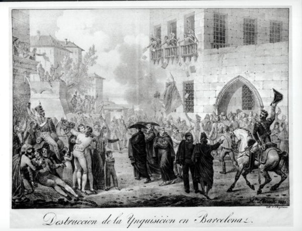Detail of Destruction of the Inquisition in Barcelona, 10th March 1820 by Hippolyte Lecomte