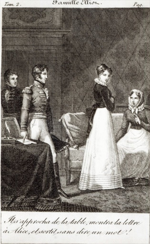 Detail of He came up to the table, showed the letter to Alice and left without saying a word! by French School