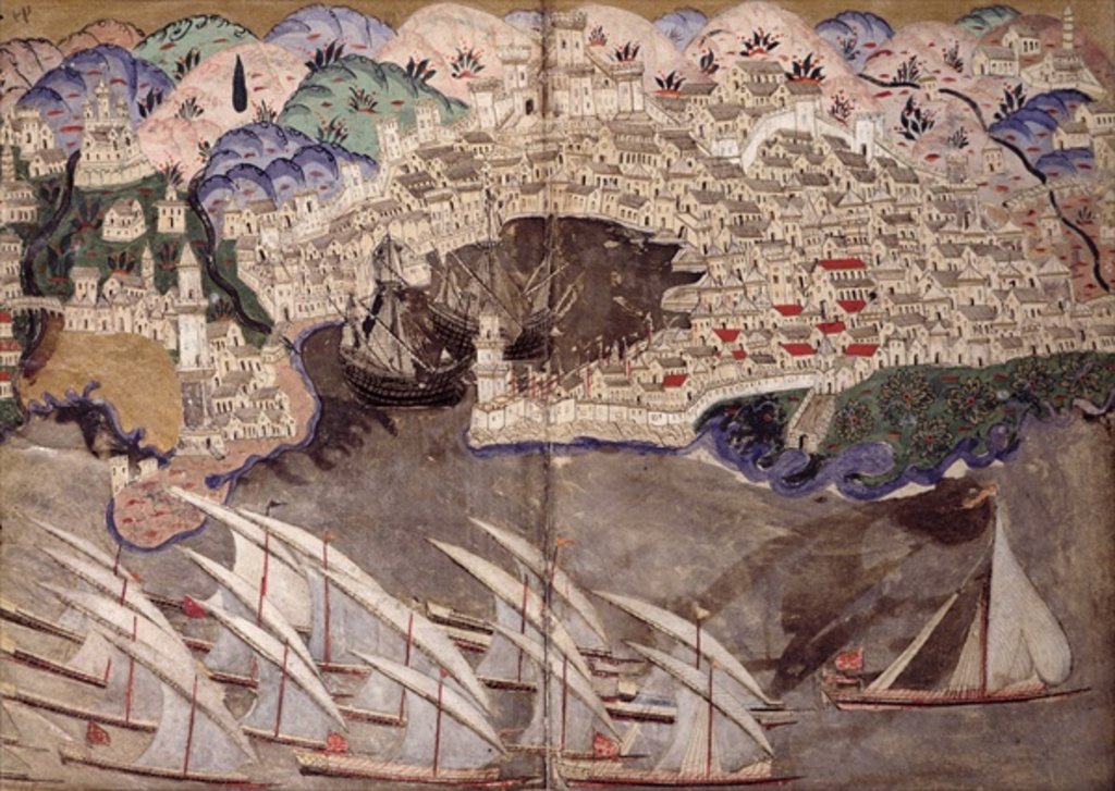 Detail of The Ottoman Fleet Blocking the Port of Marseille in 1543 by Nasuh (16th Century) Al-Silahi