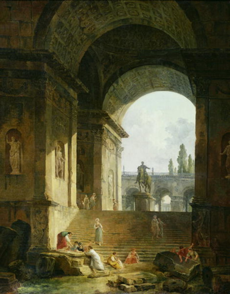 Detail of Picturesque View of the Capitol by Hubert Robert