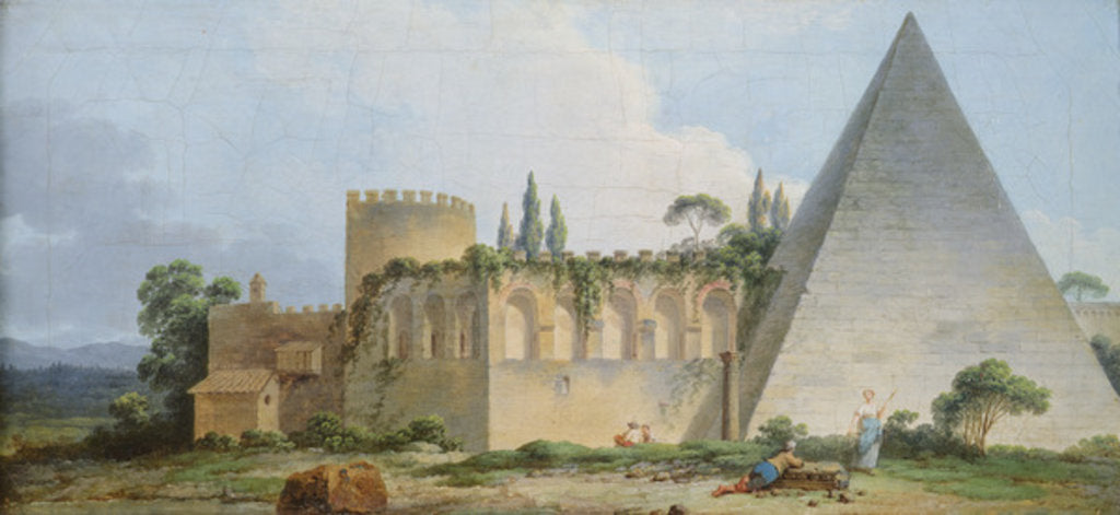 Detail of Tomb of Gaius Cestius, Rome by Jean Jacques Francois Le Barbier