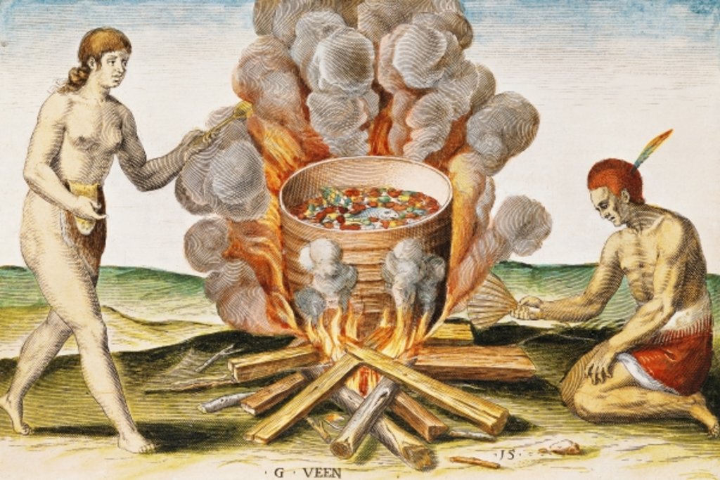 Detail of Cooking Food in a Terracotta Pot by John White