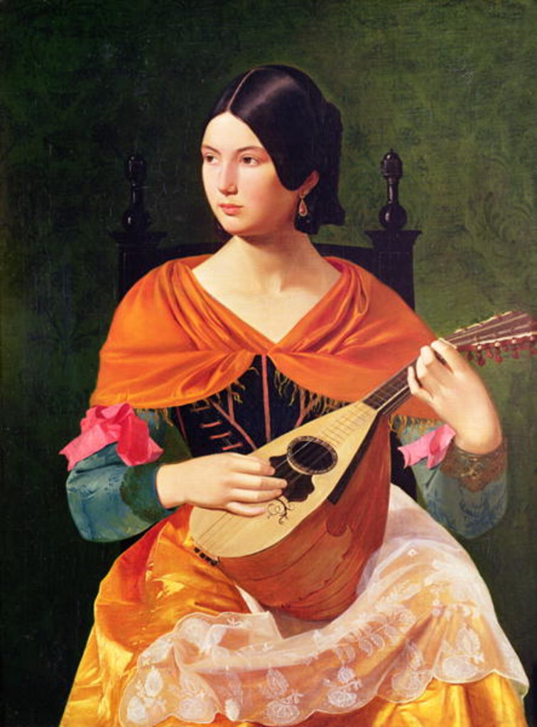 Detail of Young Woman with a Mandolin, 1845-47 by Vekoslav Karas