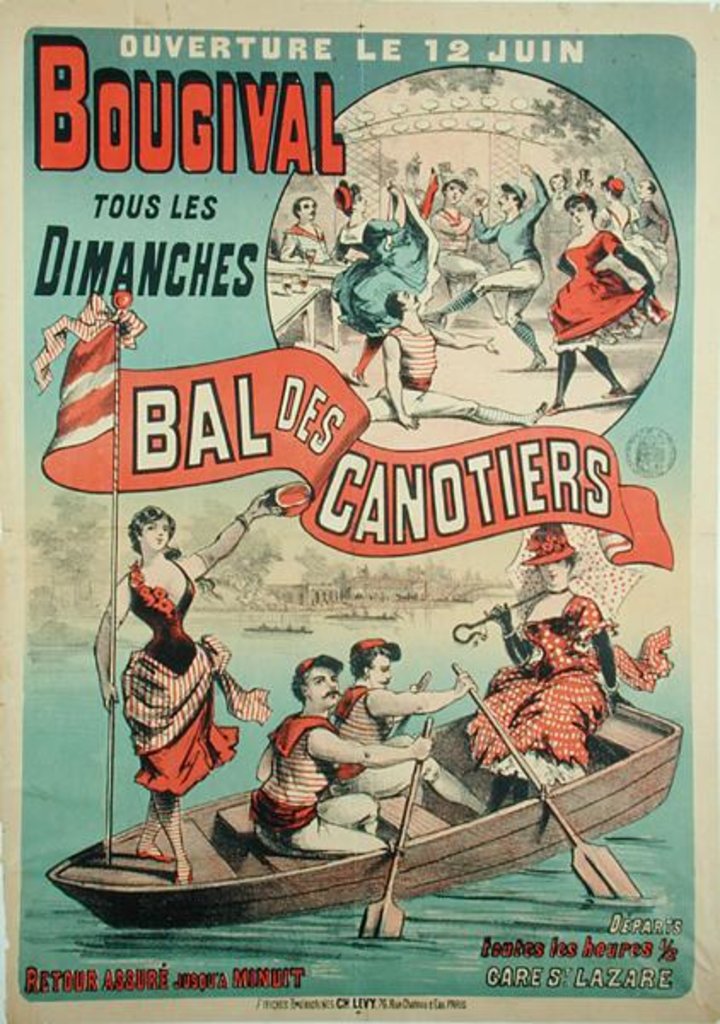 Detail of Poster advertising 'Le Bal des Canotiers' at Bougival, c.1875 by French School
