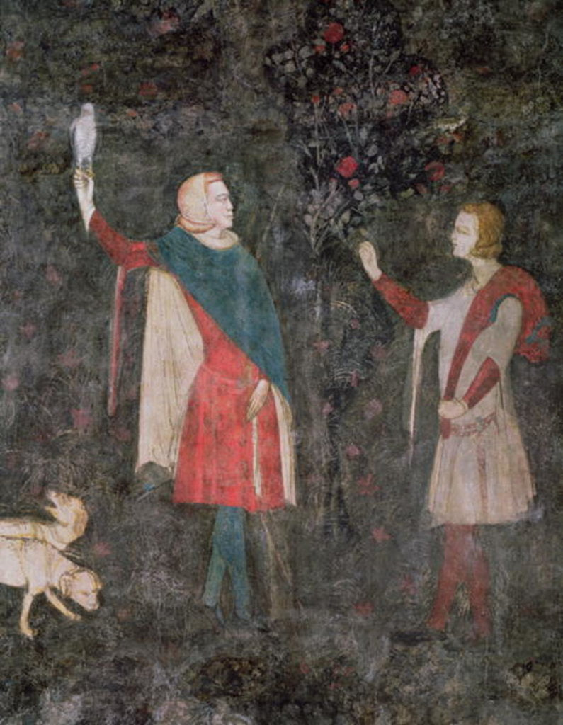 Detail of Detail of two falconers, from the Stag Room, 1343 by French School