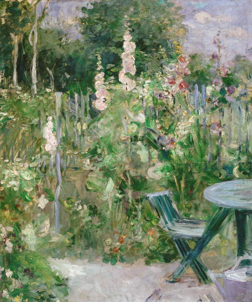 Detail of Hollyhocks, 1884 by Berthe Morisot