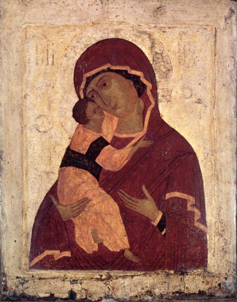 Detail of Umilenie Virgin of Wladimir, Moscow School by School Russian