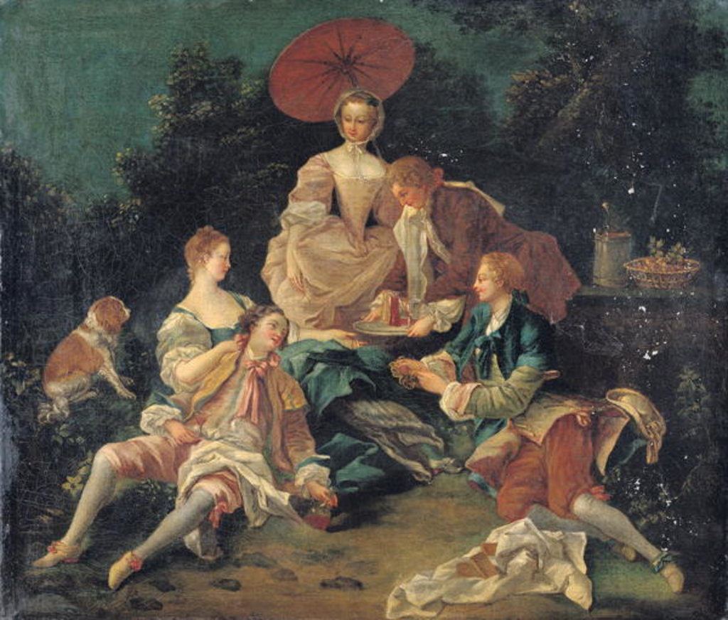 Detail of Picnic in a Park by Nicolas Lancret