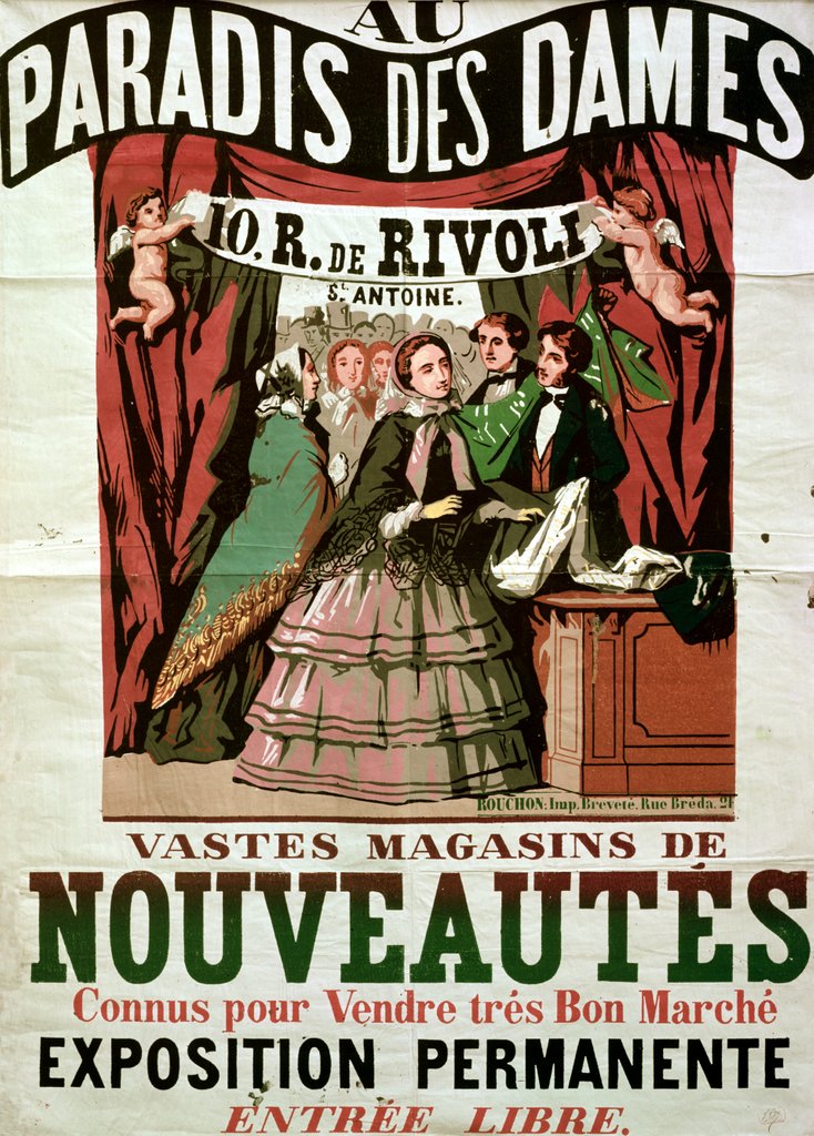 Detail of Poster advertising 'Au Paradis des Dames', Parisian shop, 1856 by Jean Alexis Rouchon
