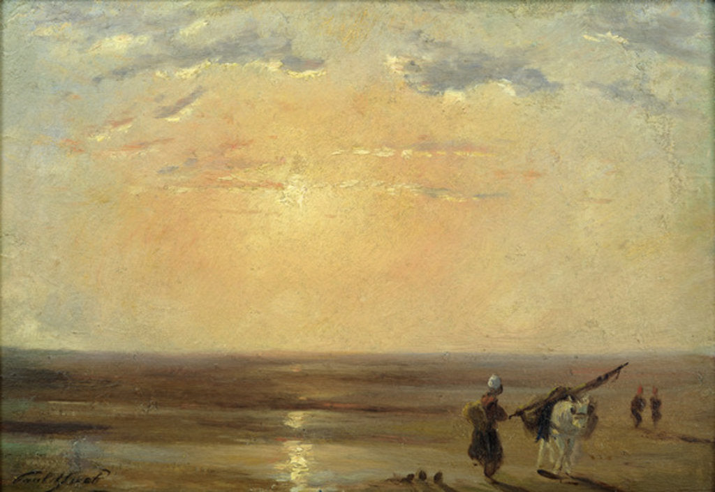 Detail of The Beach at Trouville with Setting Sun by Paul Huet