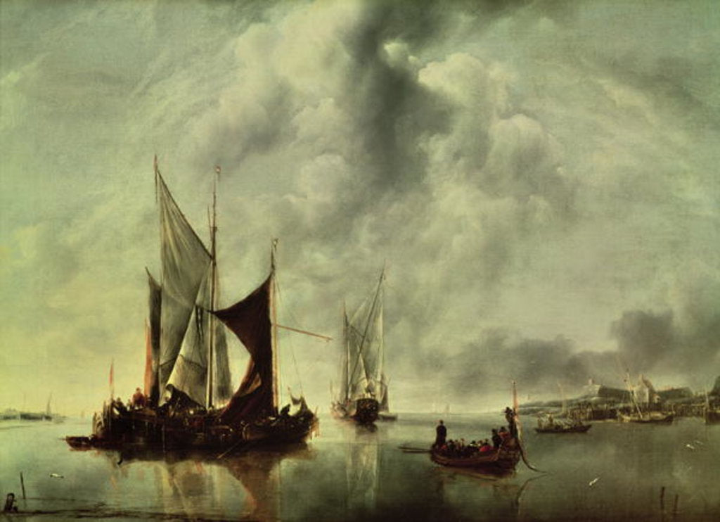 Detail of Calm or, Boats near the Coast, after 1651 by Jan van de Capelle or Cappelle