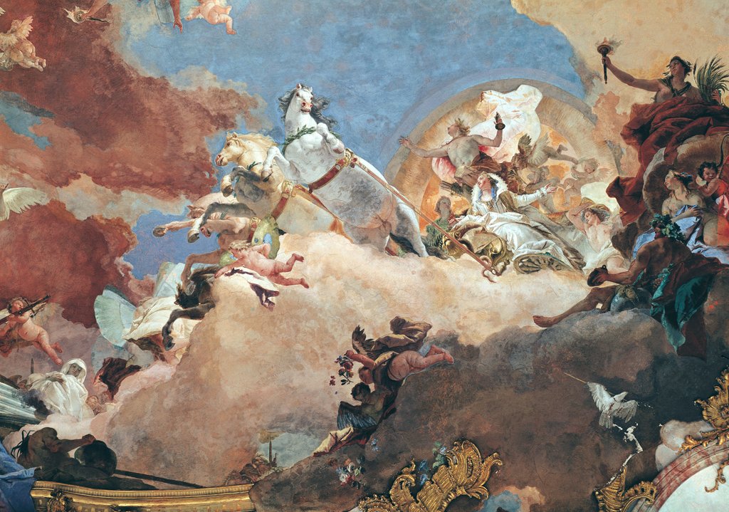 Detail of Apollo in his Sun Chariot driving Beatrice I to Frederick I Barbarossa by Giovanni Battista Tiepolo