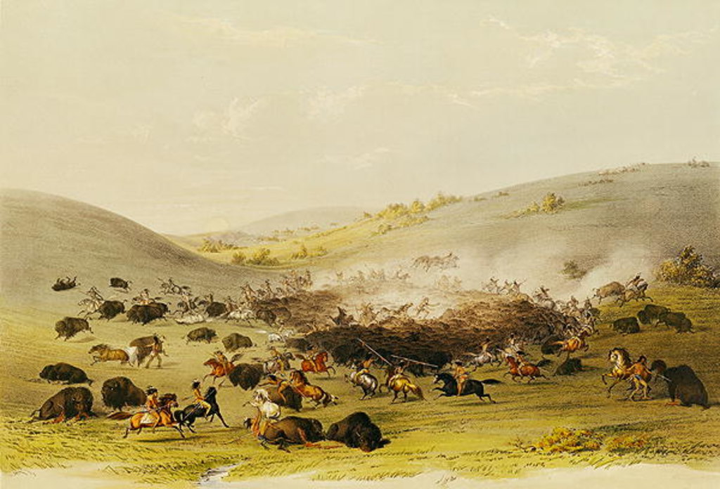Detail of Buffalo Hunt, Surround, c.1832 by George Catlin