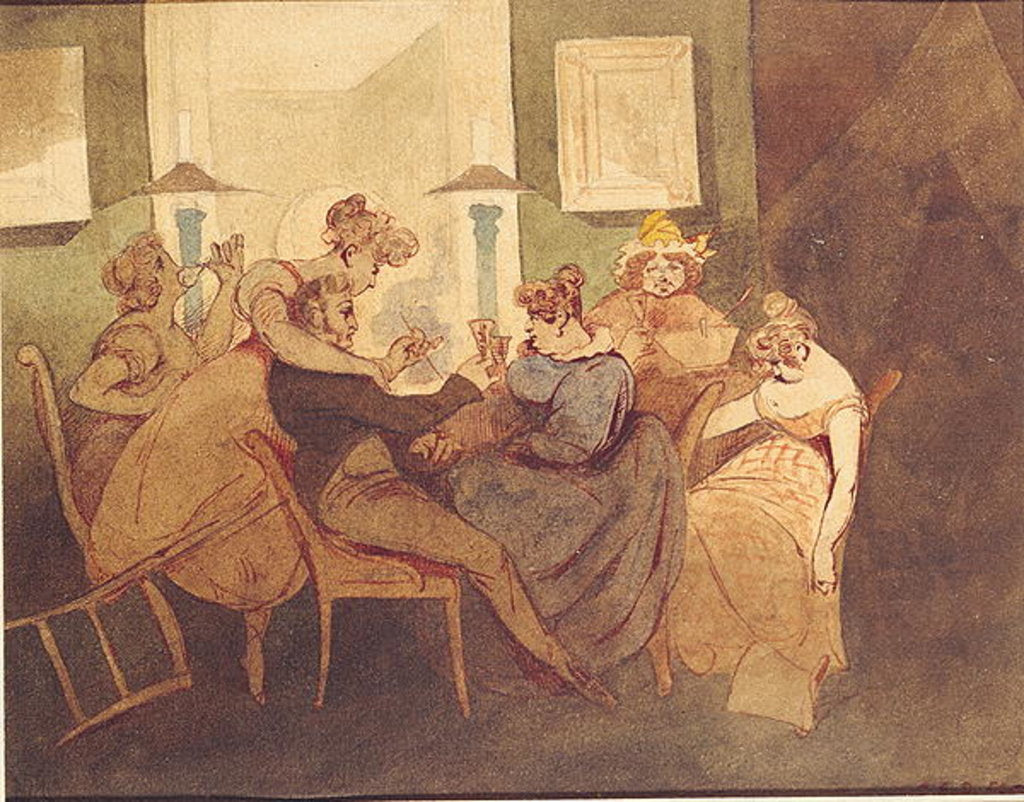 Detail of The Card Game, after 1830 by Henri Bonaventure Monnier