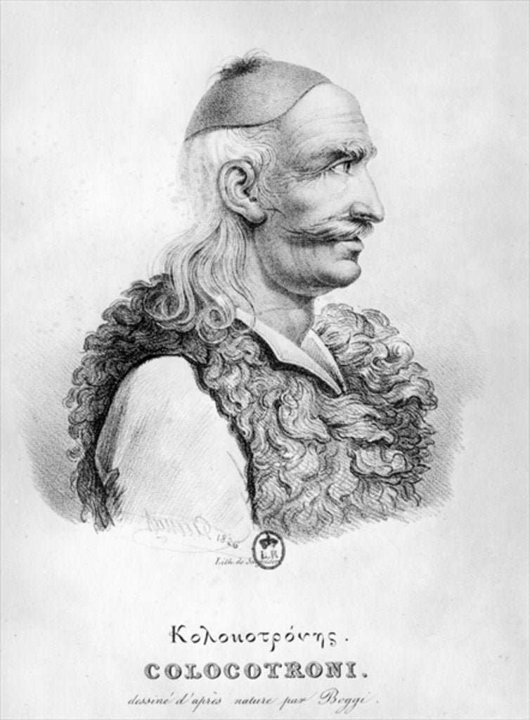 Detail of Theodore Kolokotronis engraved by Alois Senefelder 1826 by Giovanni (after) Boggi