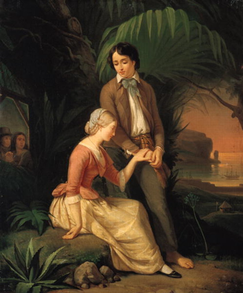 Detail of Paul and Virginie by French School