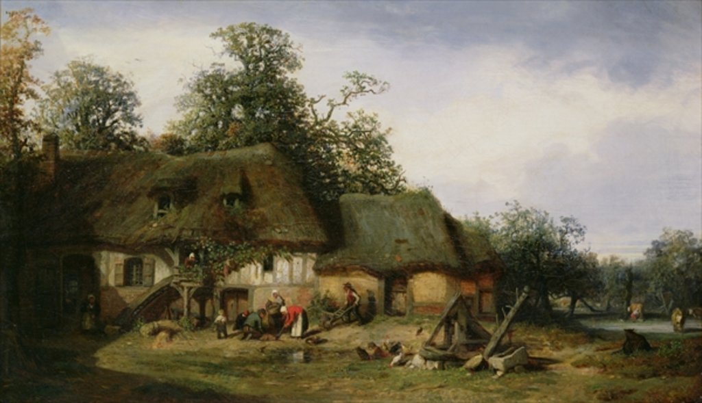 Detail of A Farm in Normandy by Nicolas Louis Cabat