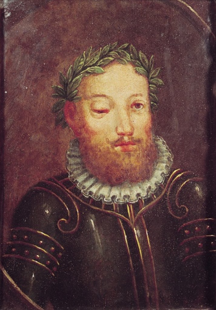Detail of Portrait of Luis Vaz de Camoes 16th-17th century by School Portuguese