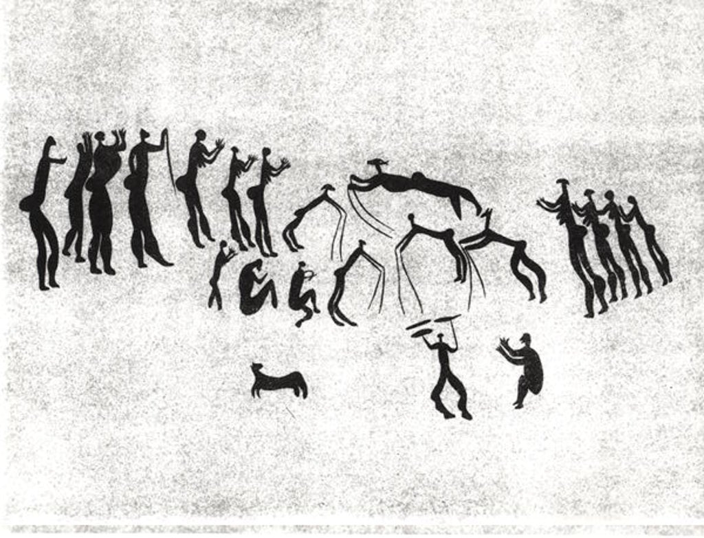 Detail of Facsimile of a neolithic wall painting by School French