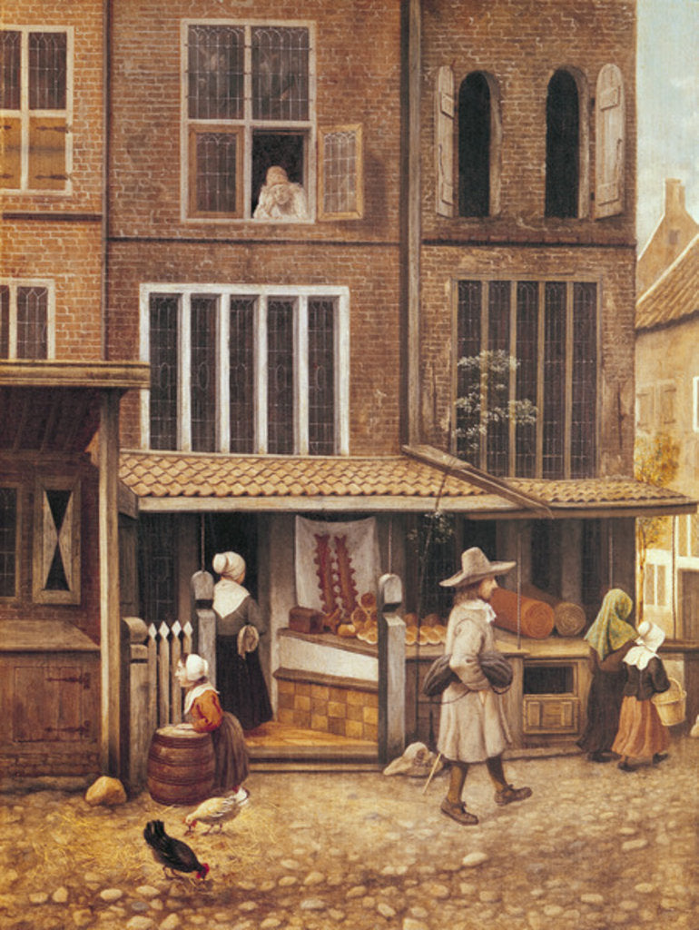 Detail of Corner of a Town with a Bakery by Jacobus Vrel or Frel