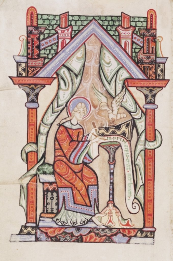 Detail of Ms 75 fol.63v St. John the Evangelist by French School