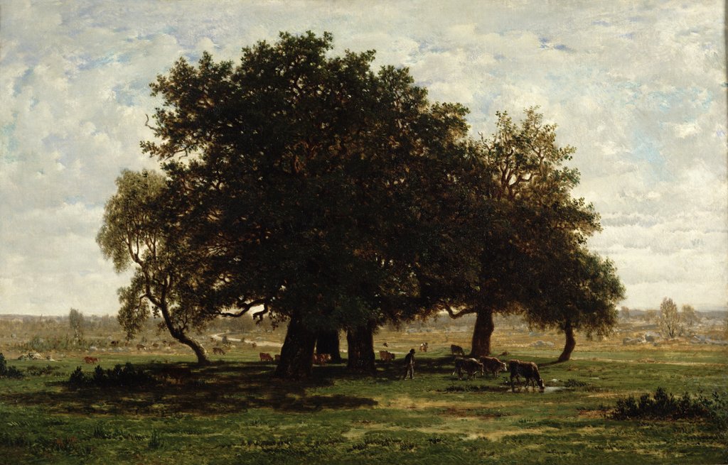 Detail of Holm Oaks, Apremont, 1850-52 by Pierre Etienne Theodore Rousseau