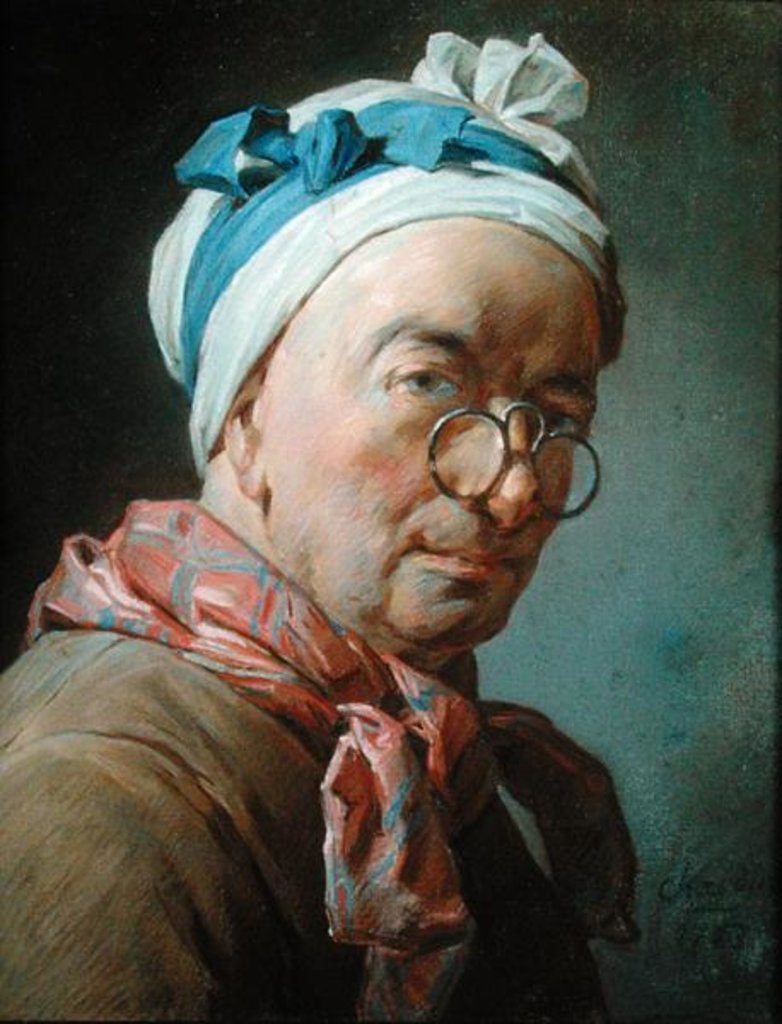 Detail of Self Portrait with Spectacles, 1773 by Jean-Baptiste Simeon Chardin