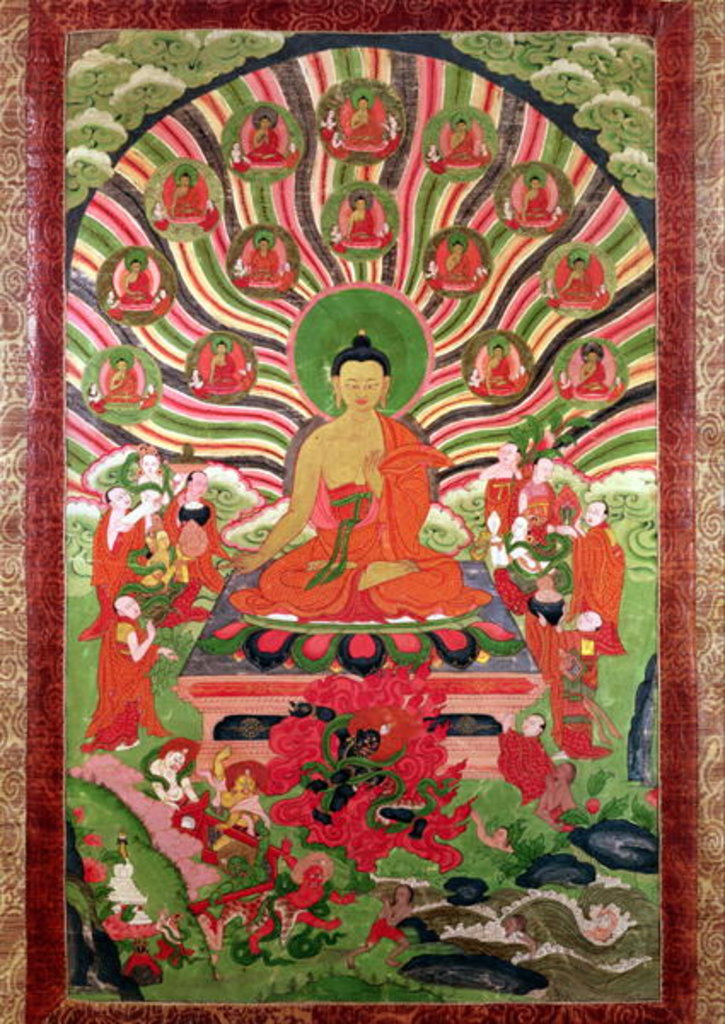 Detail of Scenes from the life of Buddha by School Tibetan