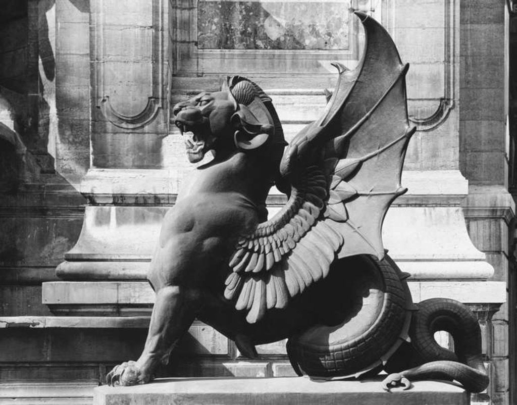 Detail of Chimaera from the St. Michel fountain, Paris, c.1860 by Adolphe Giraudon