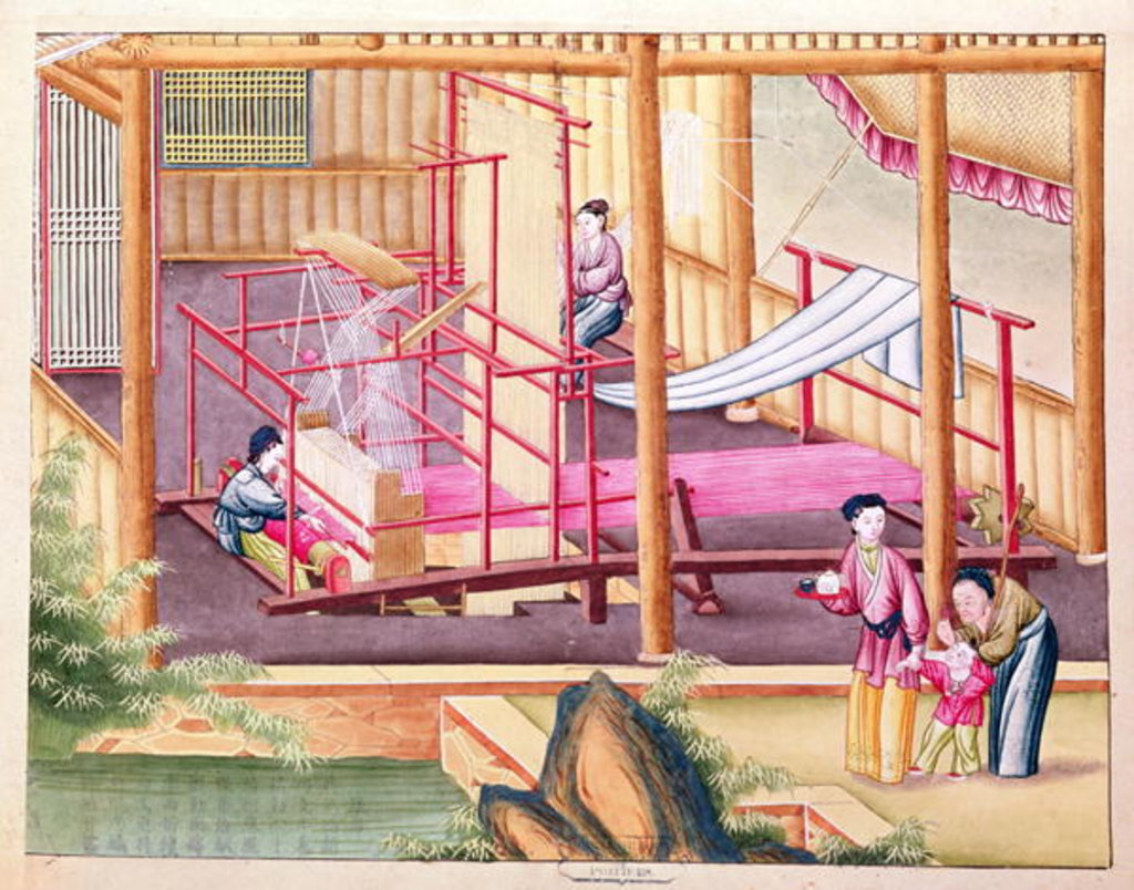 Detail of Ms 202 fol.10 Weaving by School Chinese