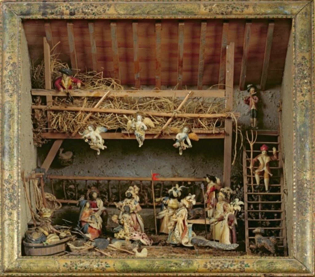 Detail of Crib with figures made from bread by French School