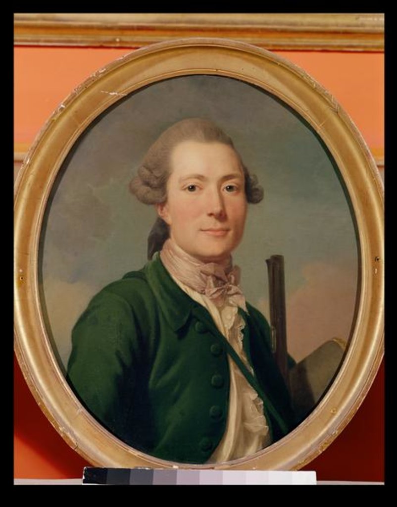 Detail of Count Pierre-Francois de Cluzel in Hunting Dress by Alexander Roslin