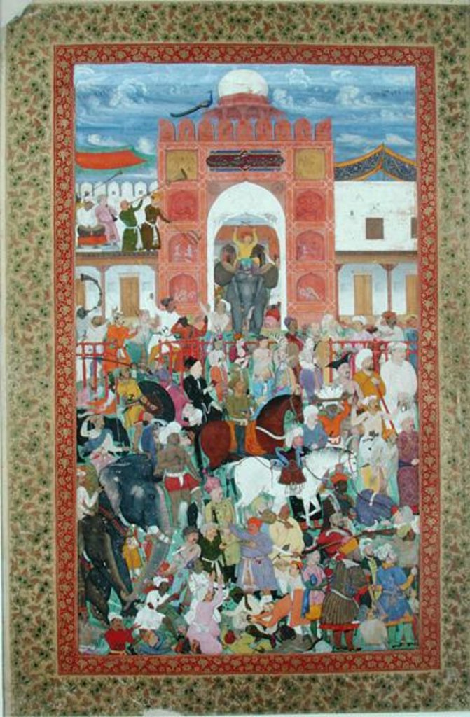 Detail of Ms E-14 fol.21a Festivities on the Occasion of the Coronation of Emperor Djahangir 1605 by Indian School