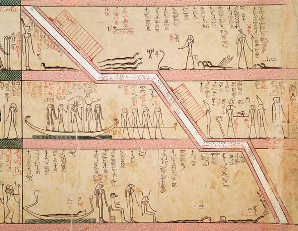 Detail of Descent of the sarcophagus into the tomb by Egyptian 18th Dynasty