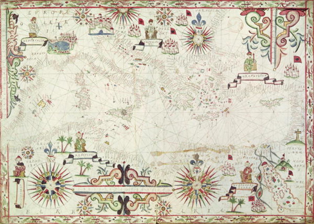 Detail of Map of the Mediterranean, 1625 by Johannes Oliva