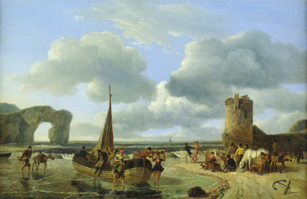 Detail of Coastal Scene by Jean Louis De Marne