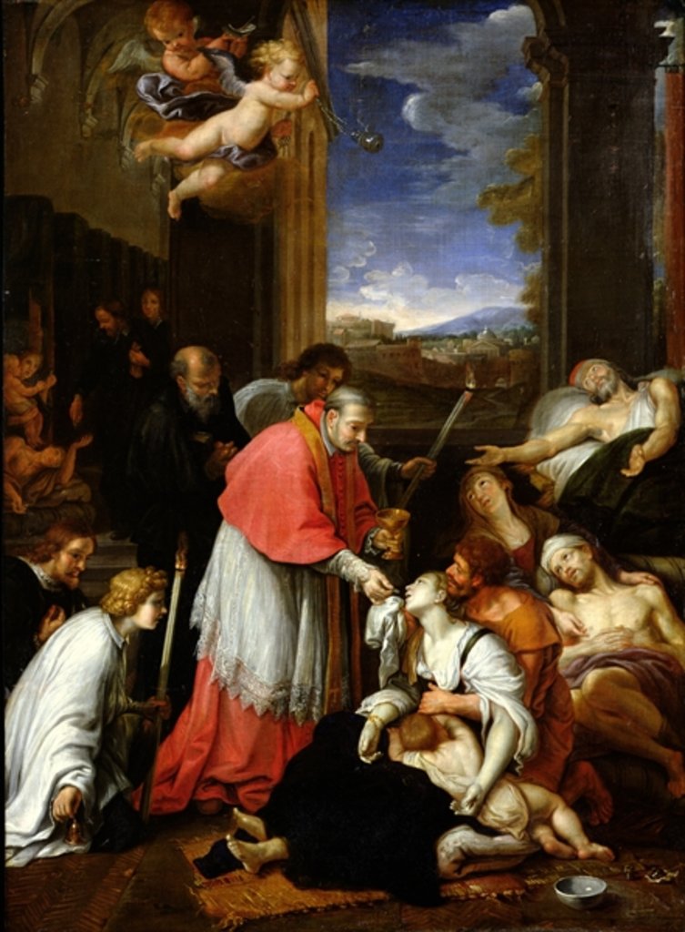 Detail of St. Charles Borromeo Administering the Sacrament to Plague Victims in Milan in 1576 by Pierre Mignard