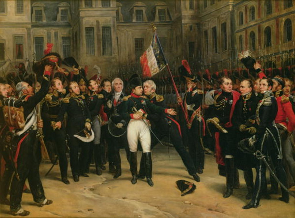 Detail of Napoleon I Bidding Farewell to the Imperial Guard in the Cheval-Blanc Courtyard at the Chateau de Fontainebleau, 20th April 1814, 1825 by Antoine Alphonse Montfort