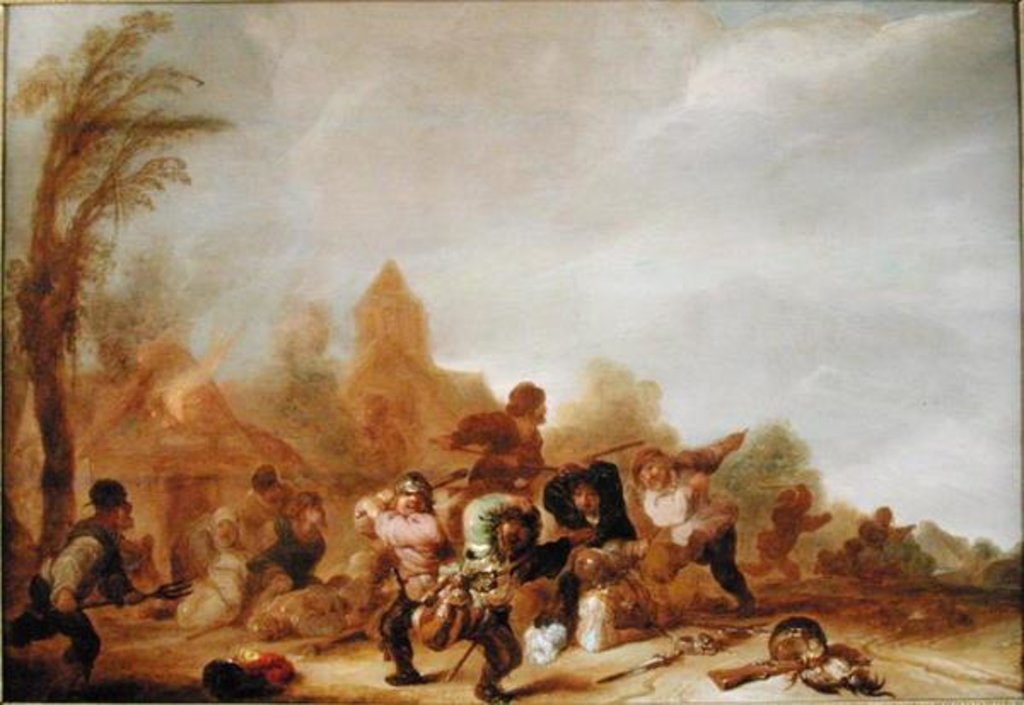 Detail of Brawl between Soldiers and Peasants by Dutch School
