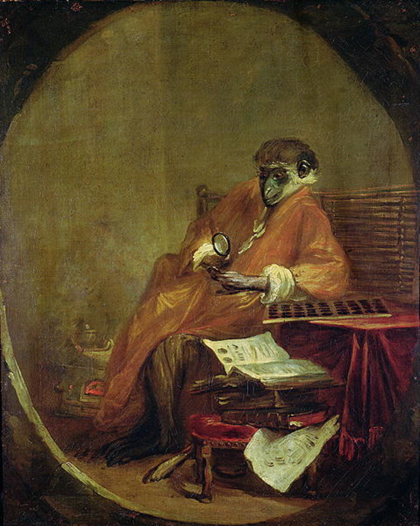 Detail of The Monkey Antiquarian, 1740 by Jean-Baptiste Simeon Chardin