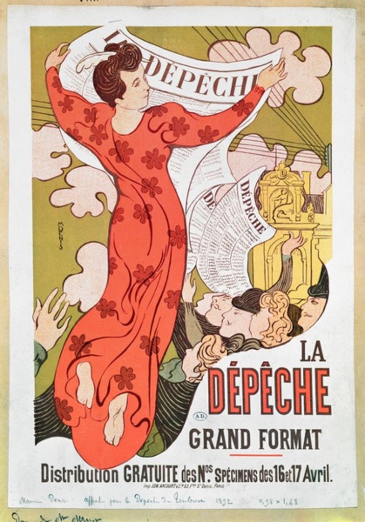 Detail of Poster advertising 'La Depeche de Toulouse' newspaper, 1892 by Maurice Denis