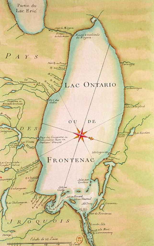 Detail of Map of Lake Ontario by French School