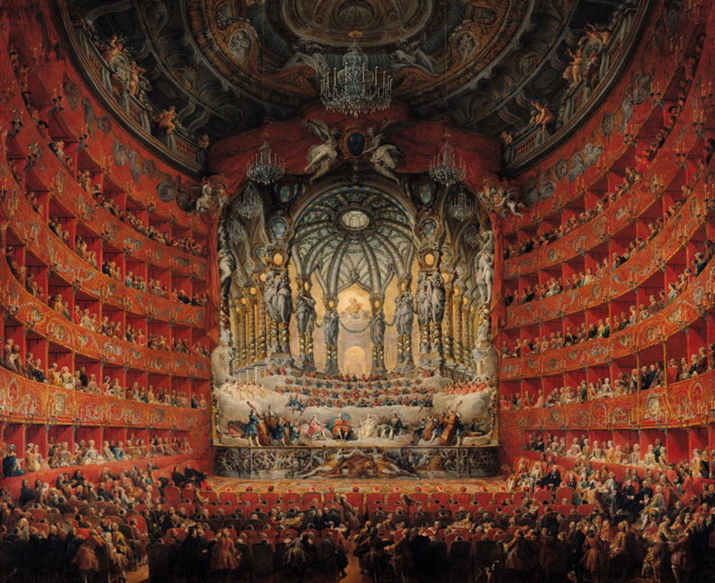 Detail of Concert given by Cardinal de La Rochefoucauld at the Argentina Theatre in Rome by Giovanni Paolo Pannini or Panini