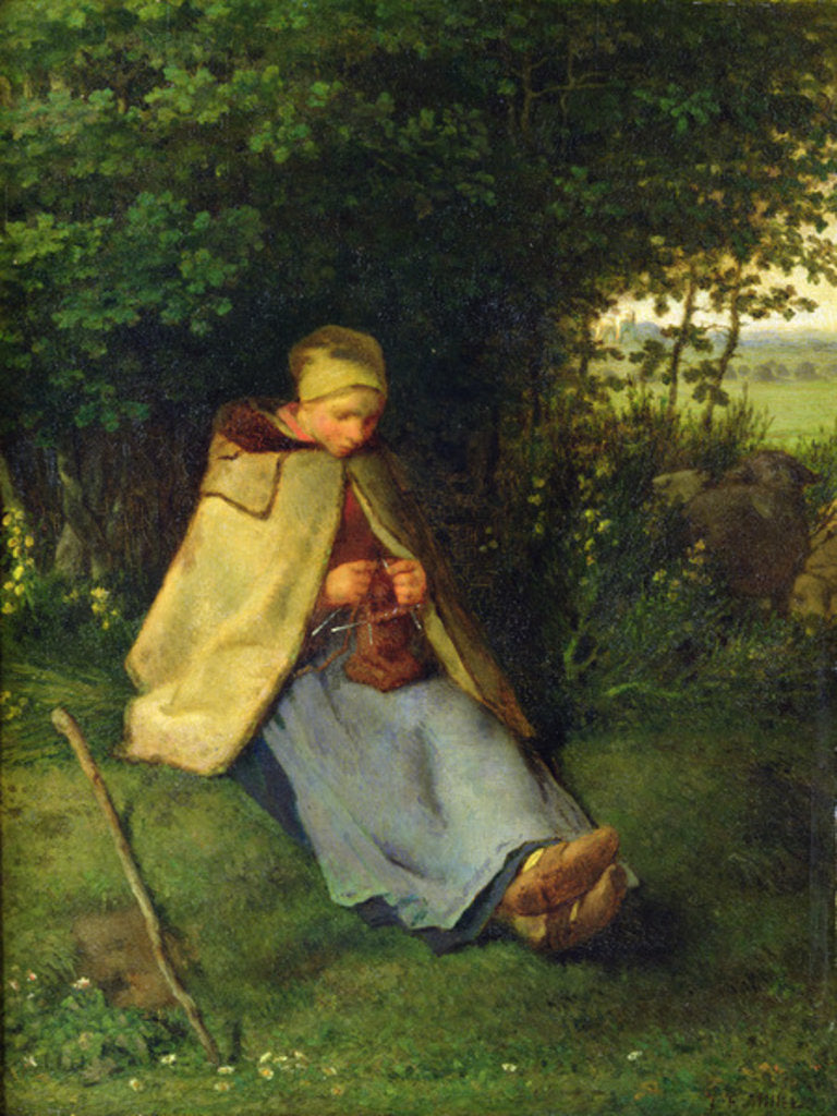 Detail of A Knitter or a Seated Shepherdess Knitting, 1858-60 by Jean-Francois Millet