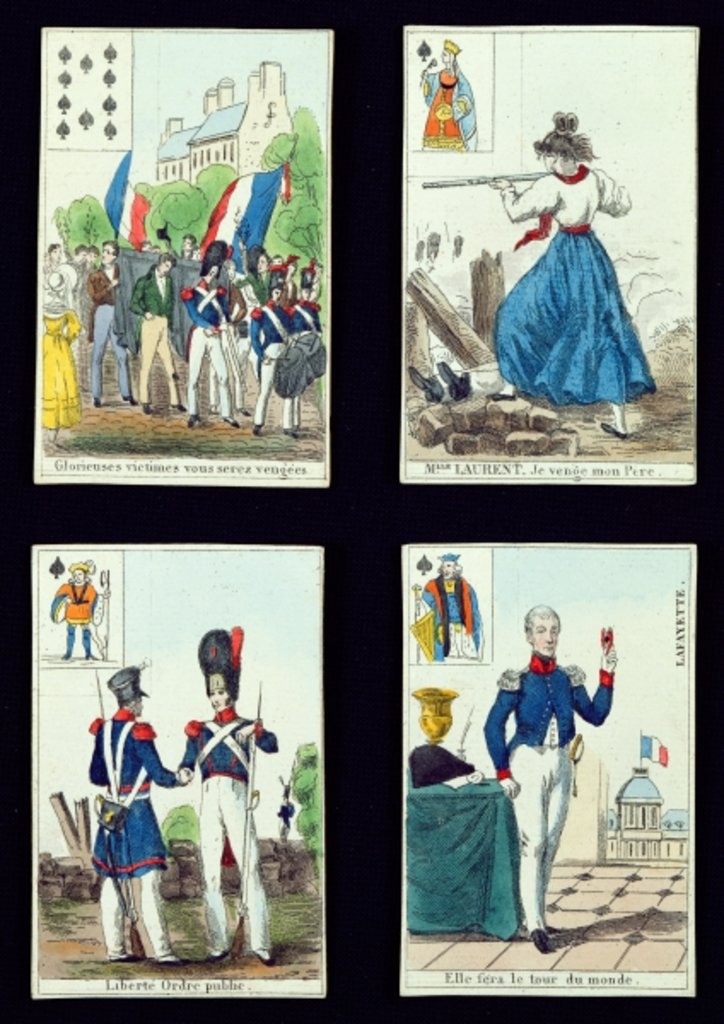 Detail of Selection of playing cards relating to the 1830 Revolution, 1831 by French School