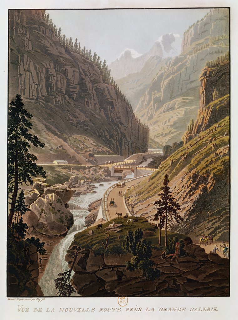Detail of View of the New Simplon Pass, 1811 by Mathias Gabriel Lory