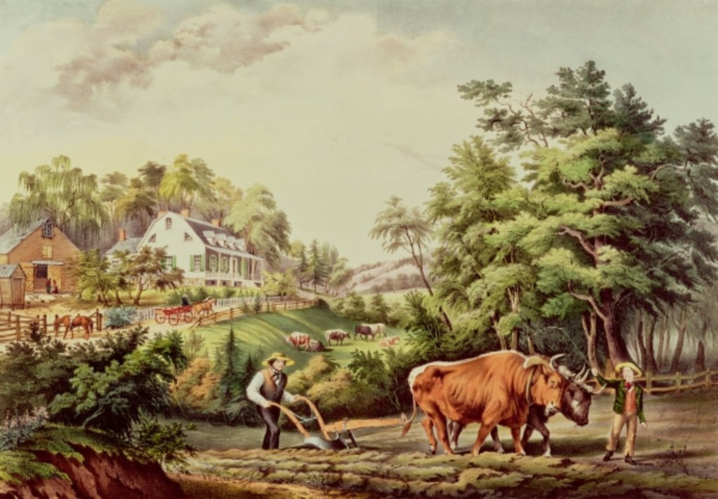 Detail of American Farm Scenes, 19th century by Nathaniel Currier