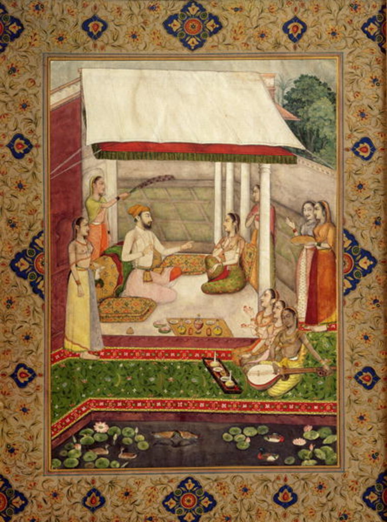 Detail of A Prince and Princess Listening to Music by Indian School