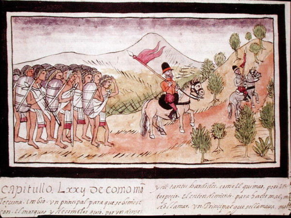 Detail of Fol.204v The Totonac Indians Helping the Conquistadors to Transport Materials, 1579 by Diego Duran